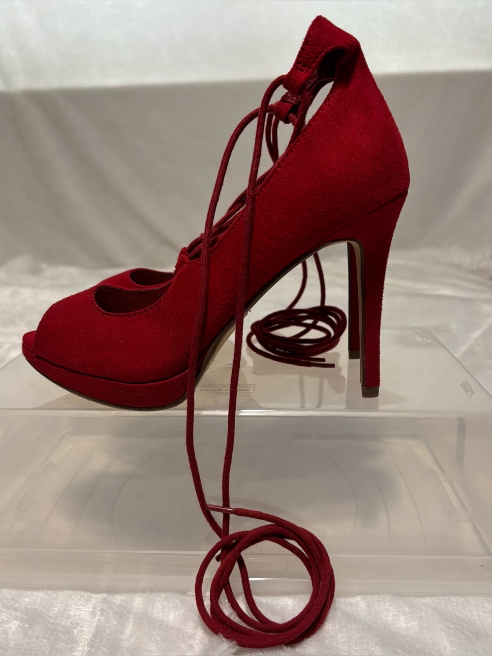 Women’s 4” heel pumps in red color, high-lace up style “NWOT”